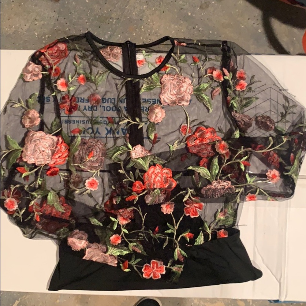 Floral mesh bodysuit